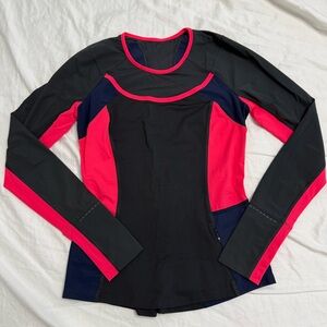 Lululemon Athletica Black Navy Pink Long Sleeve Top sz 6 excellent condition
